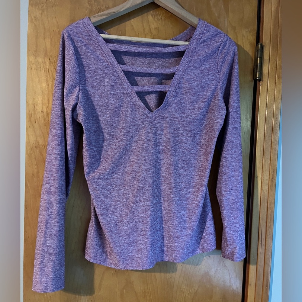 Purple yoga long sleeve with back cut out